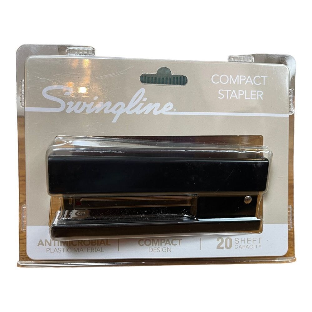 Swingline Compact Anti-Microbial Runway Stapler Half Strip Black  20 Sheet